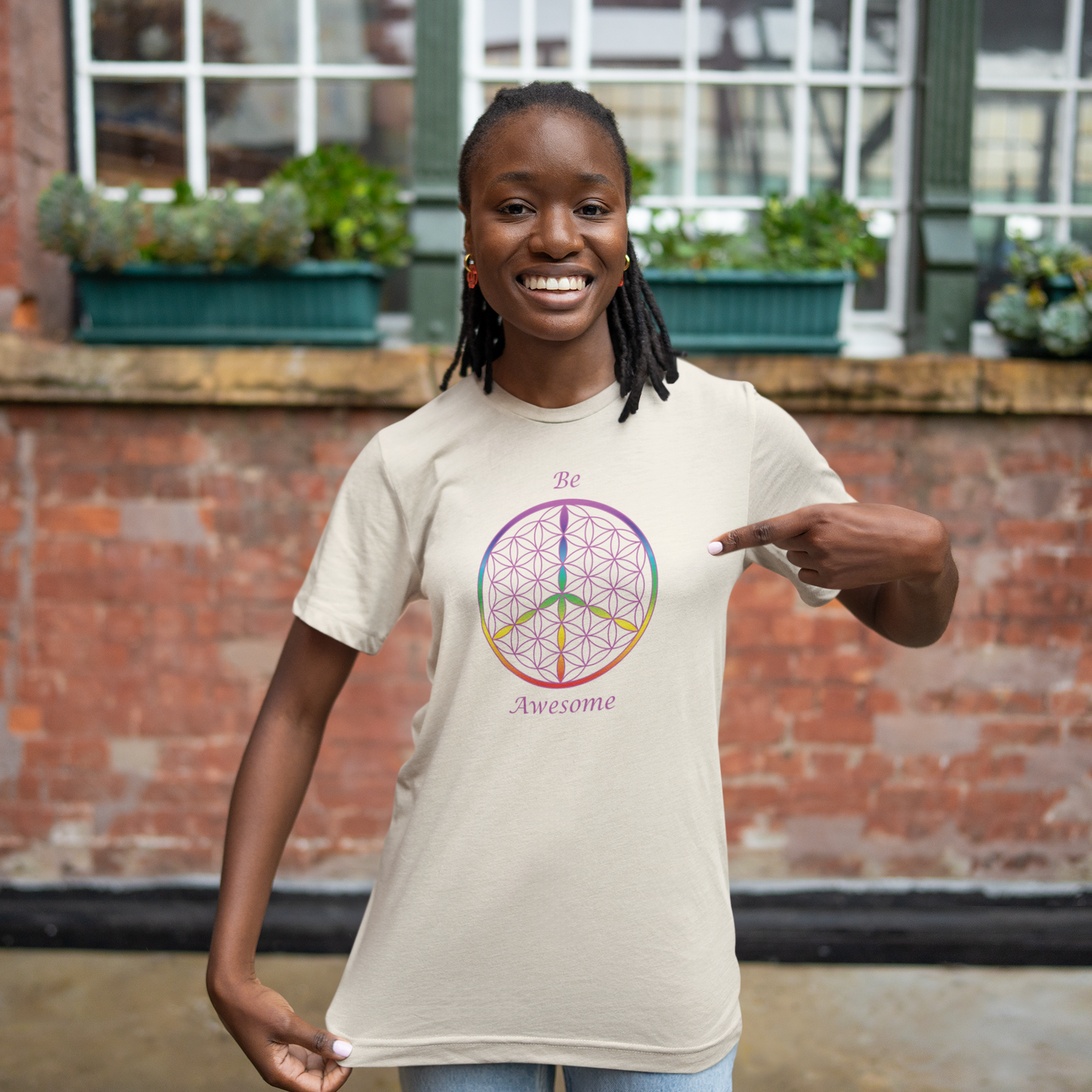 Be Awesome Tee (front, violet text)