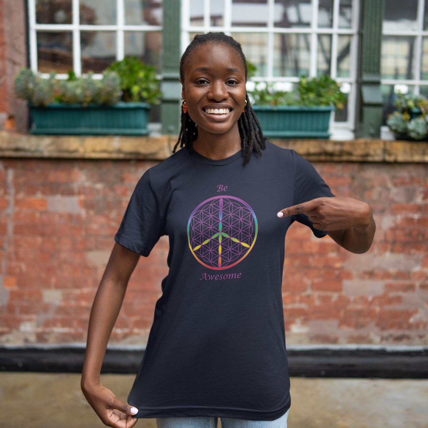 Be Awesome Tee (front, violet text)