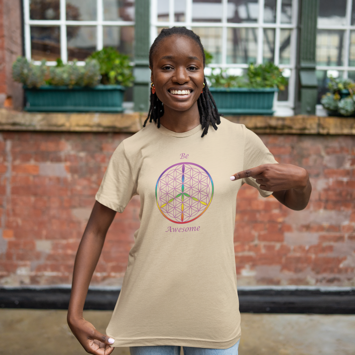 Be Awesome Tee (front, violet text)