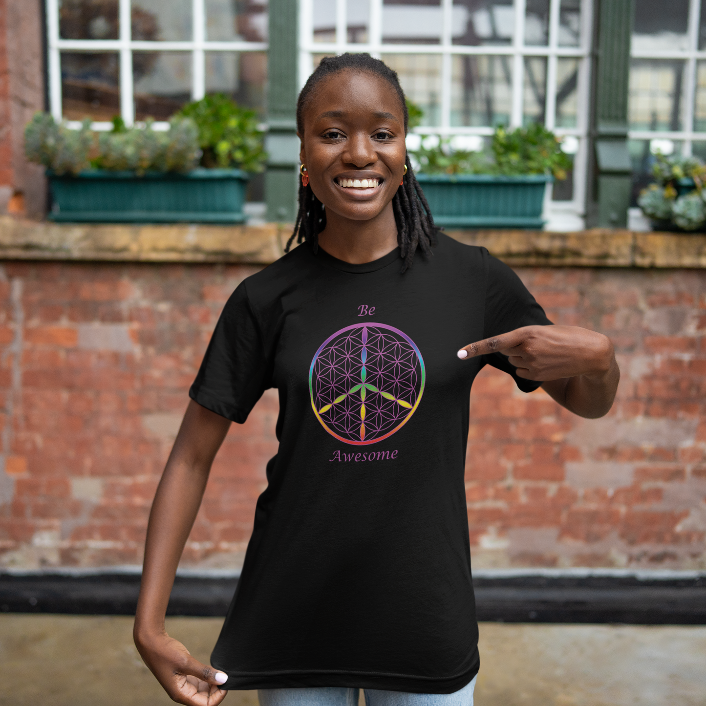 Be Awesome Tee (front, violet text)