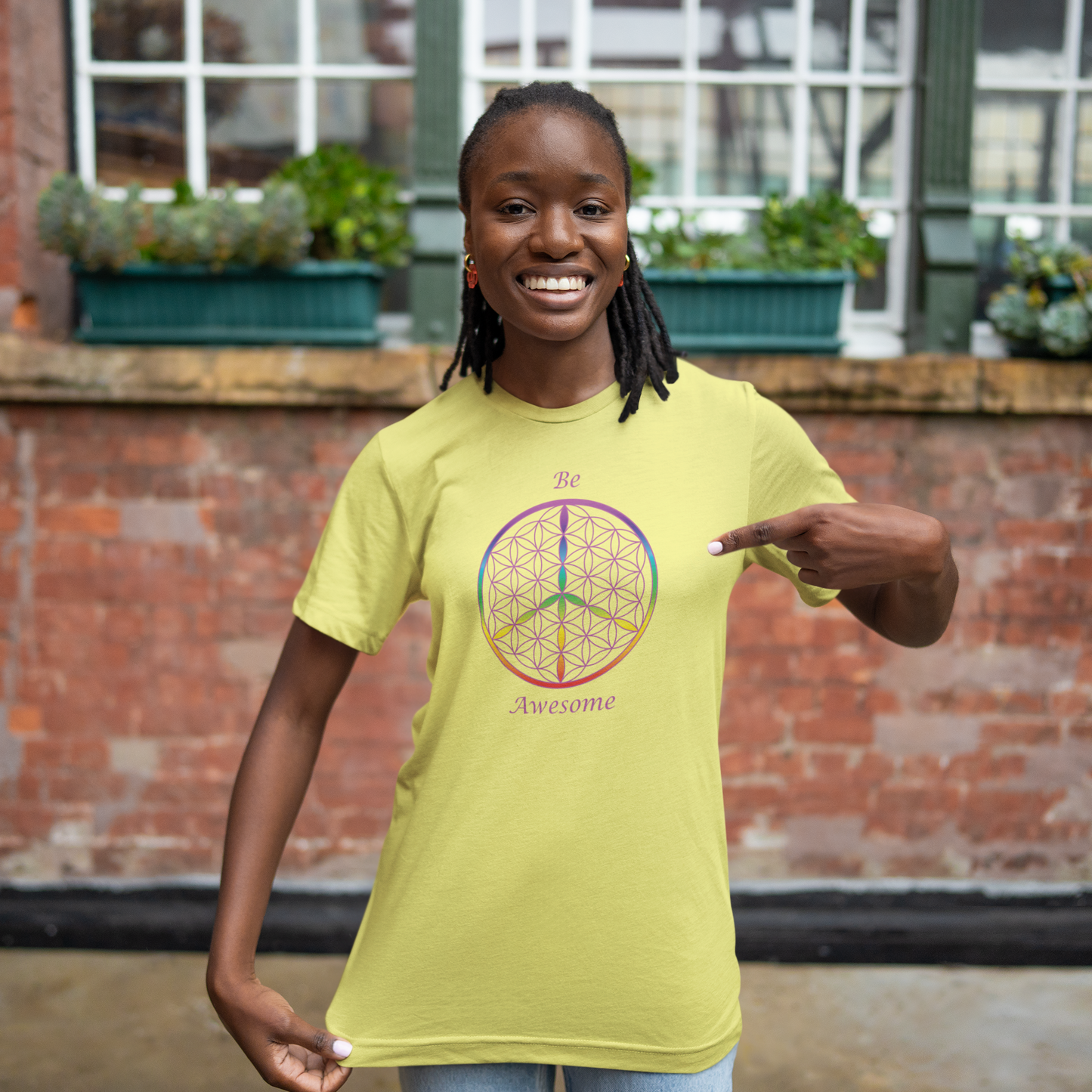 Be Awesome Tee (front, violet text)