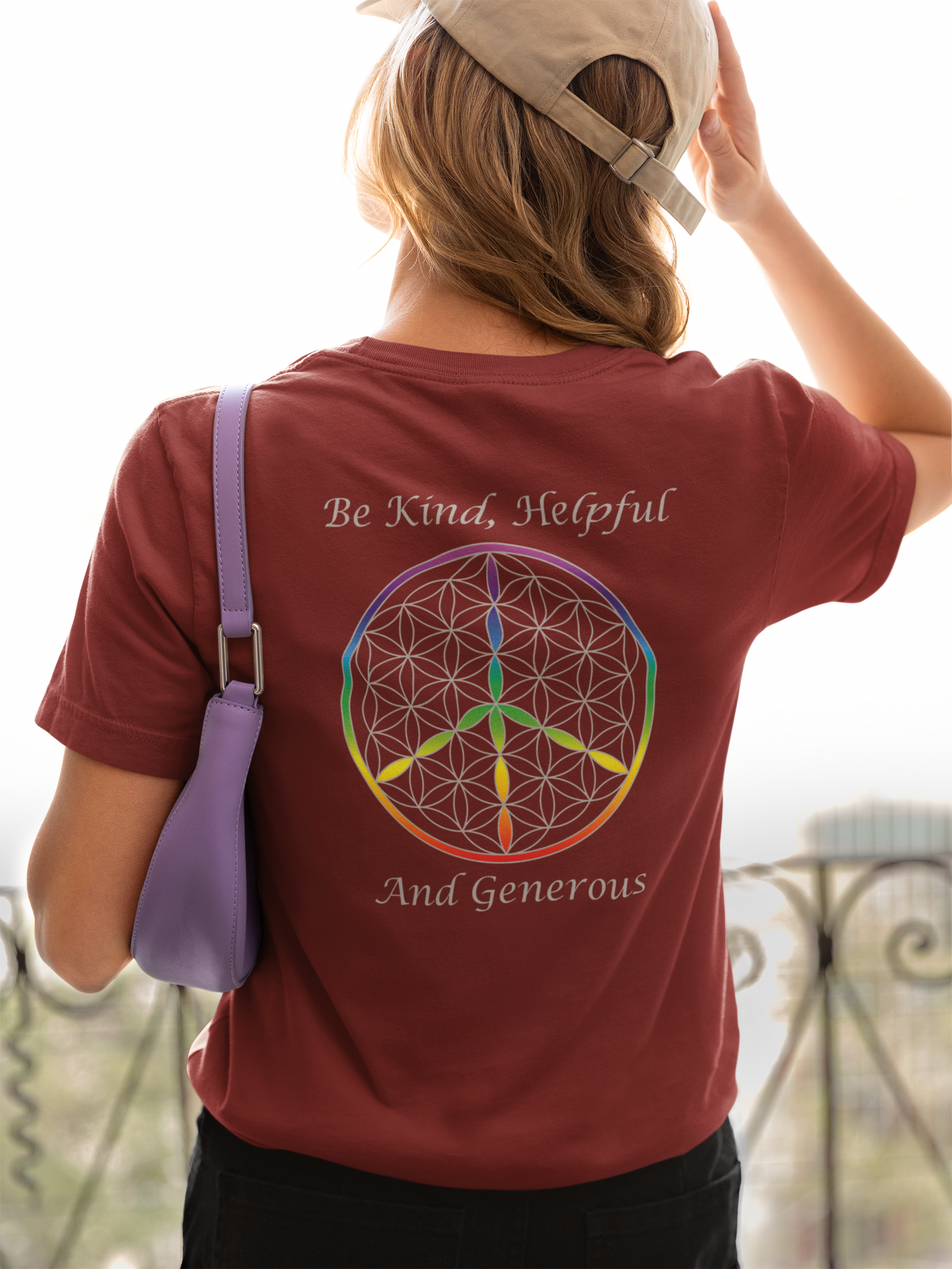 Be Kind, Helpful And Generous Tee (back, silver text)