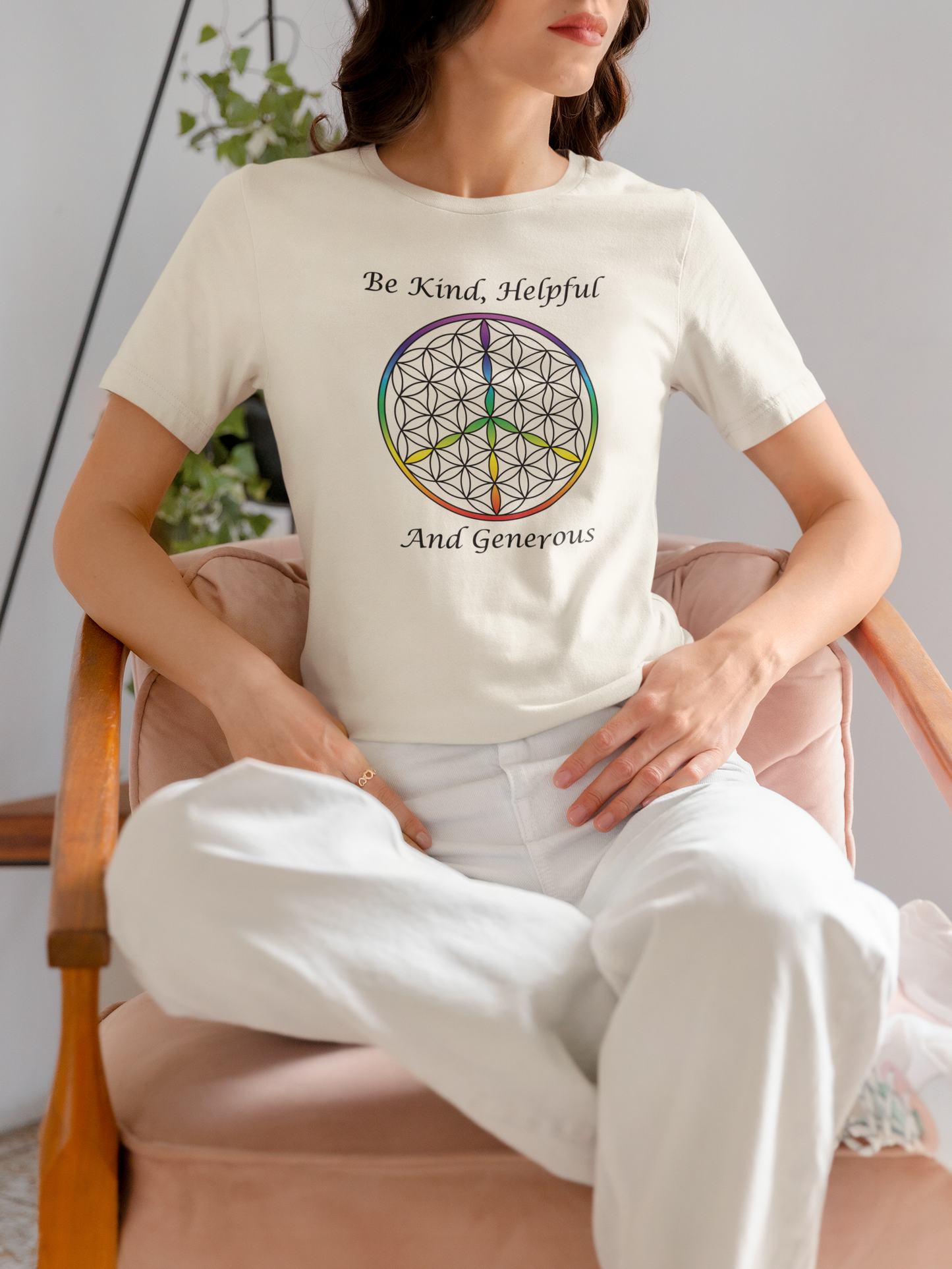 Be Kind, Helpful And Generous Tee (front, black text)