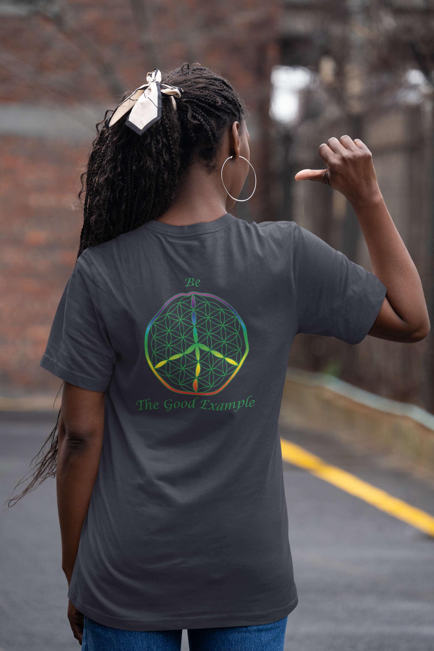Be The Good Example Tee (back, green text)