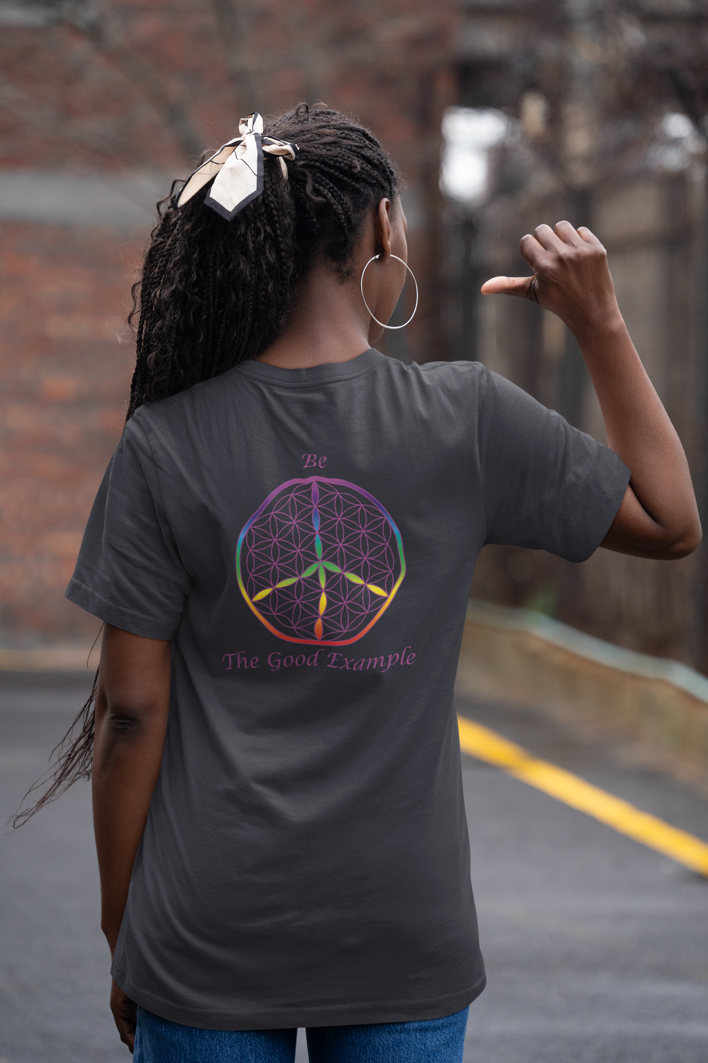 Be The Good Example Tee (back, violet text)