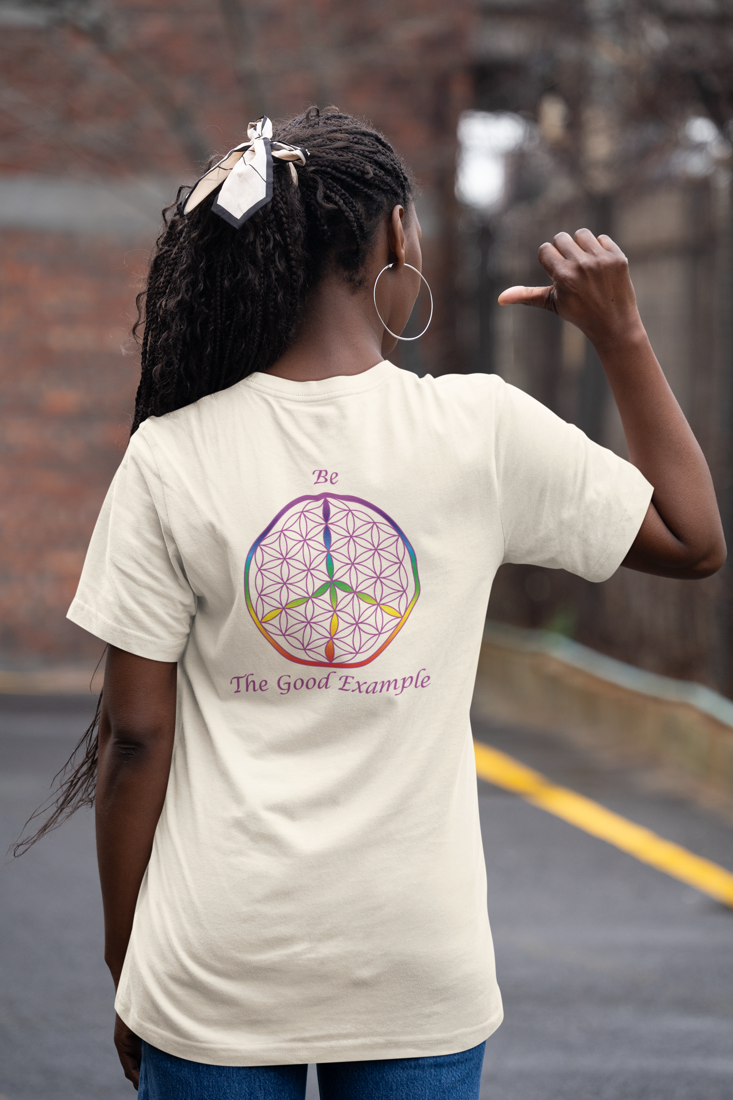 Be The Good Example Tee (back, violet text)