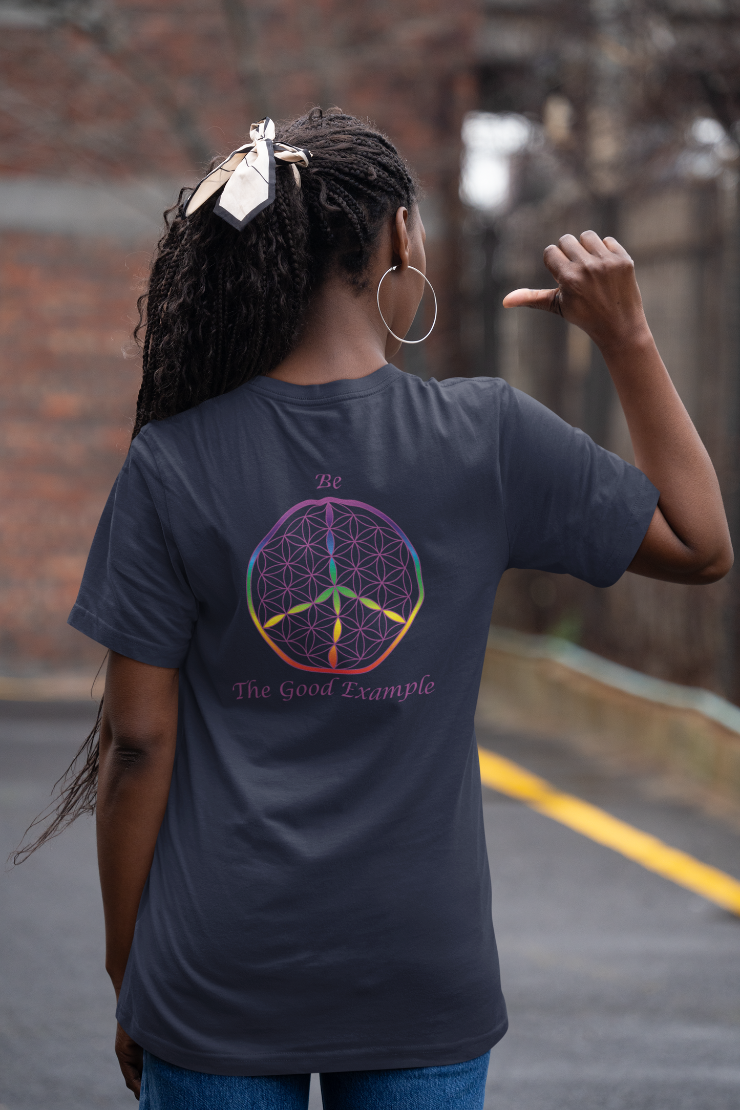 Be The Good Example Tee (back, violet text)