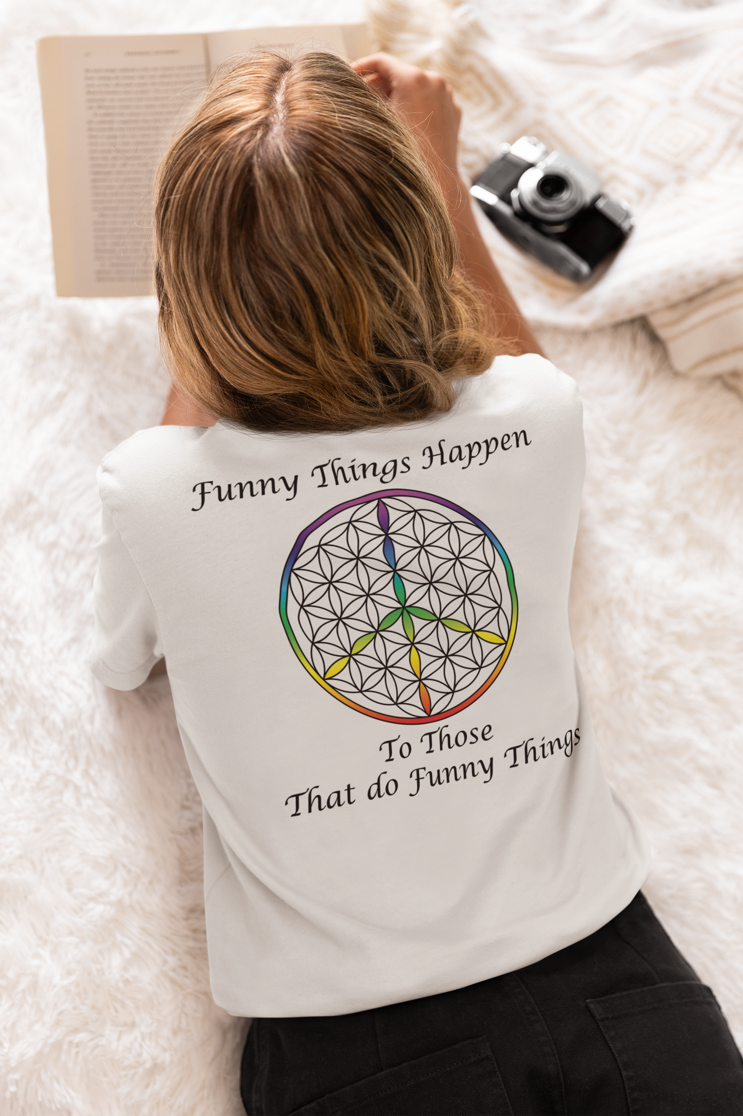Funny Things Happen Tee (back, black text)