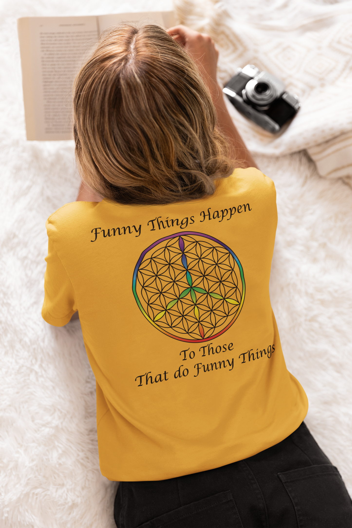 Funny Things Happen Tee (back, black text)