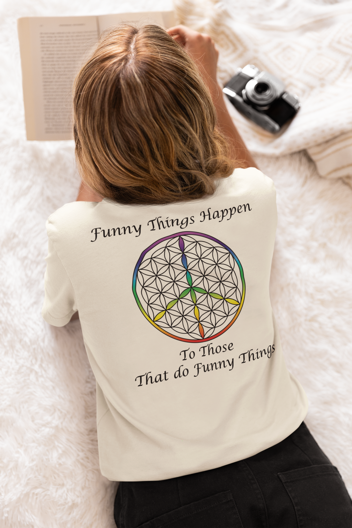 Funny Things Happen Tee (back, black text)