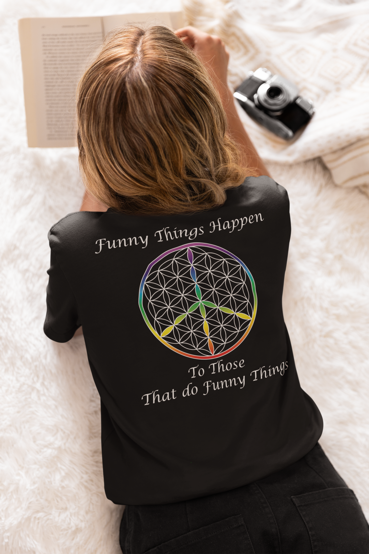 Funny Things Happen Tee (back, white text)