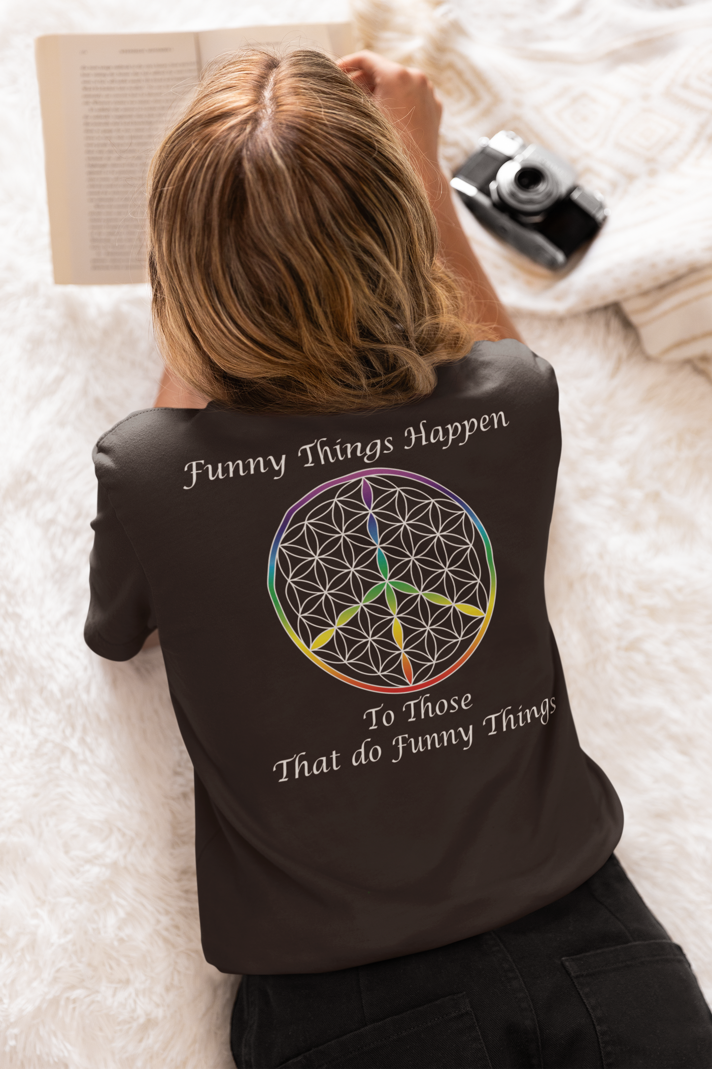 Funny Things Happen Tee (back, white text)