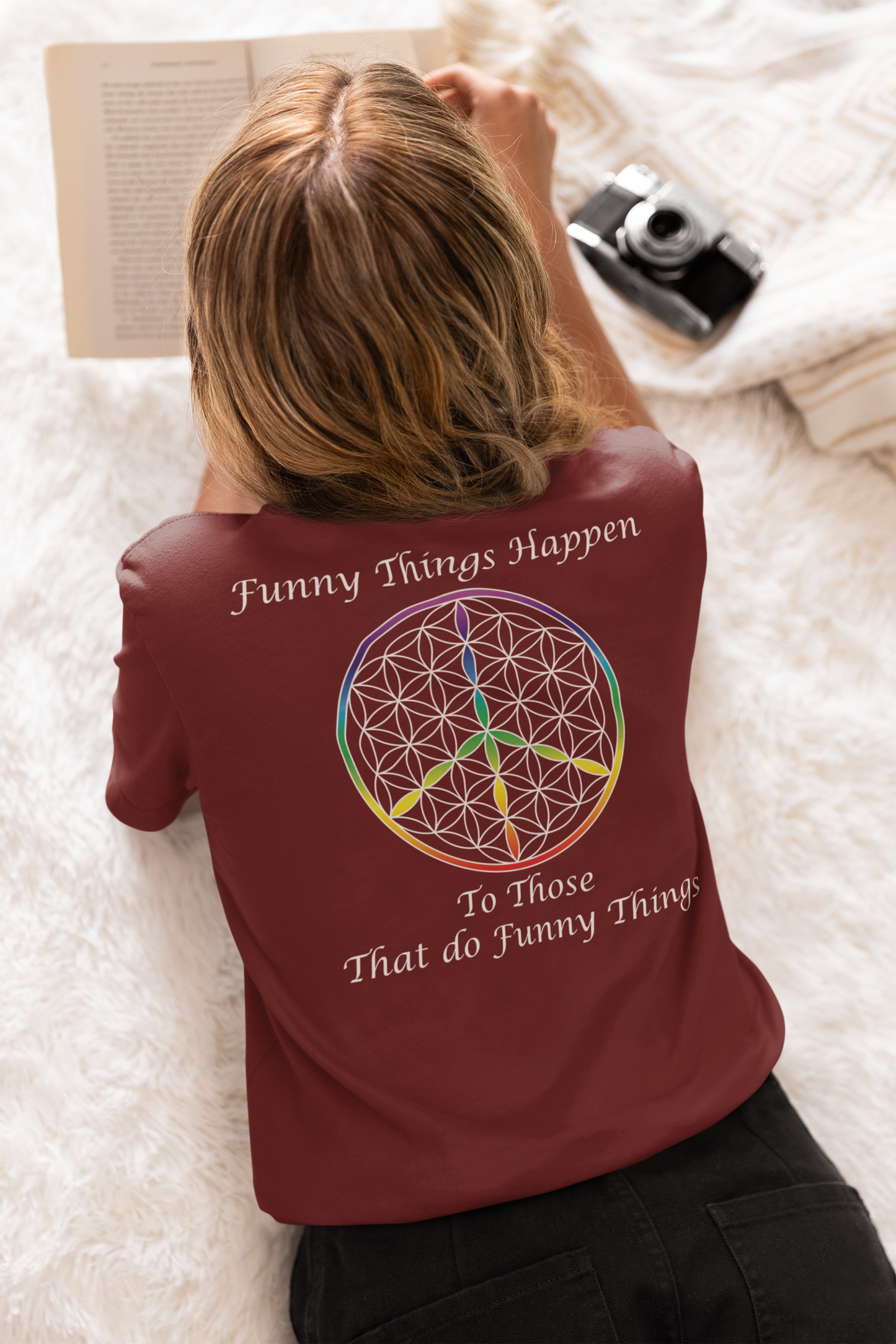 Funny Things Happen Tee (back, white text)