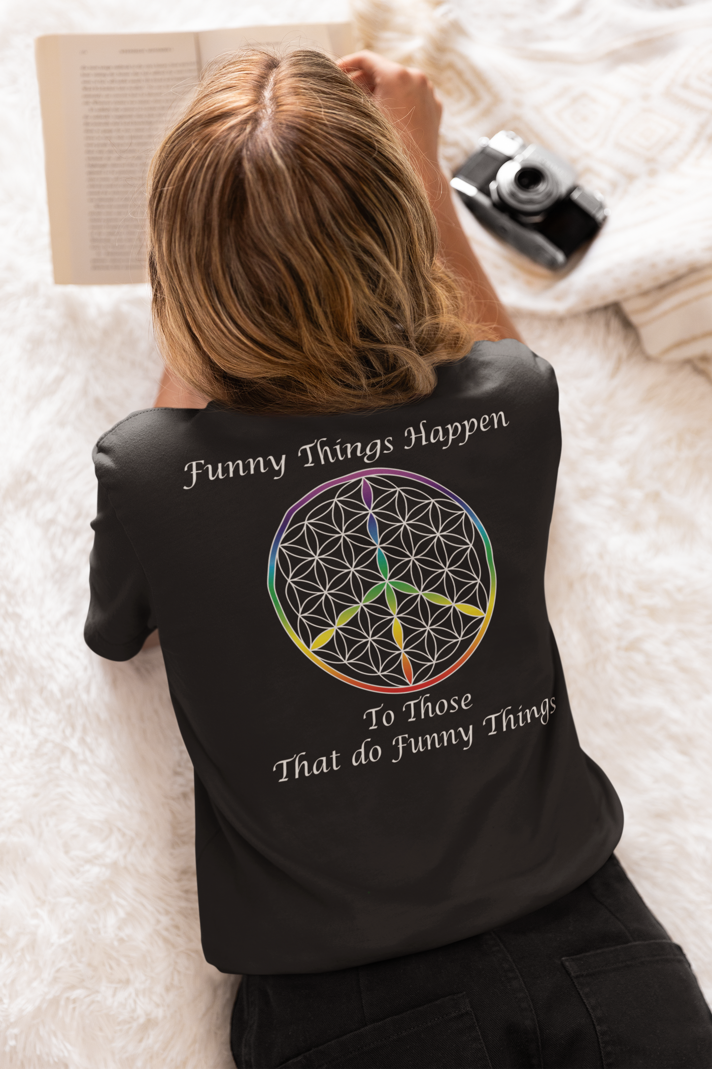 Funny Things Happen Tee (back, white text)