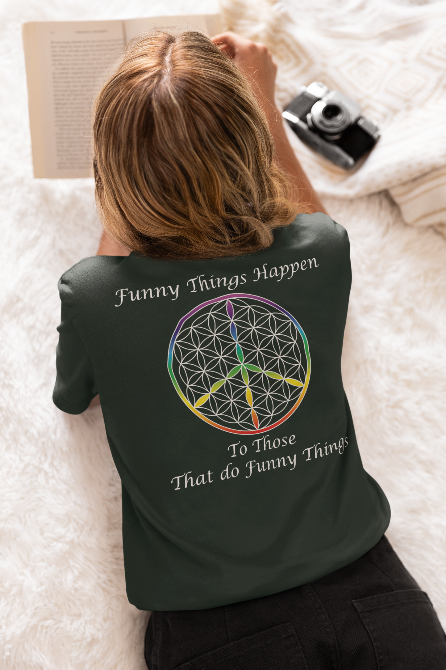 Funny Things Happen Tee (back, white text)