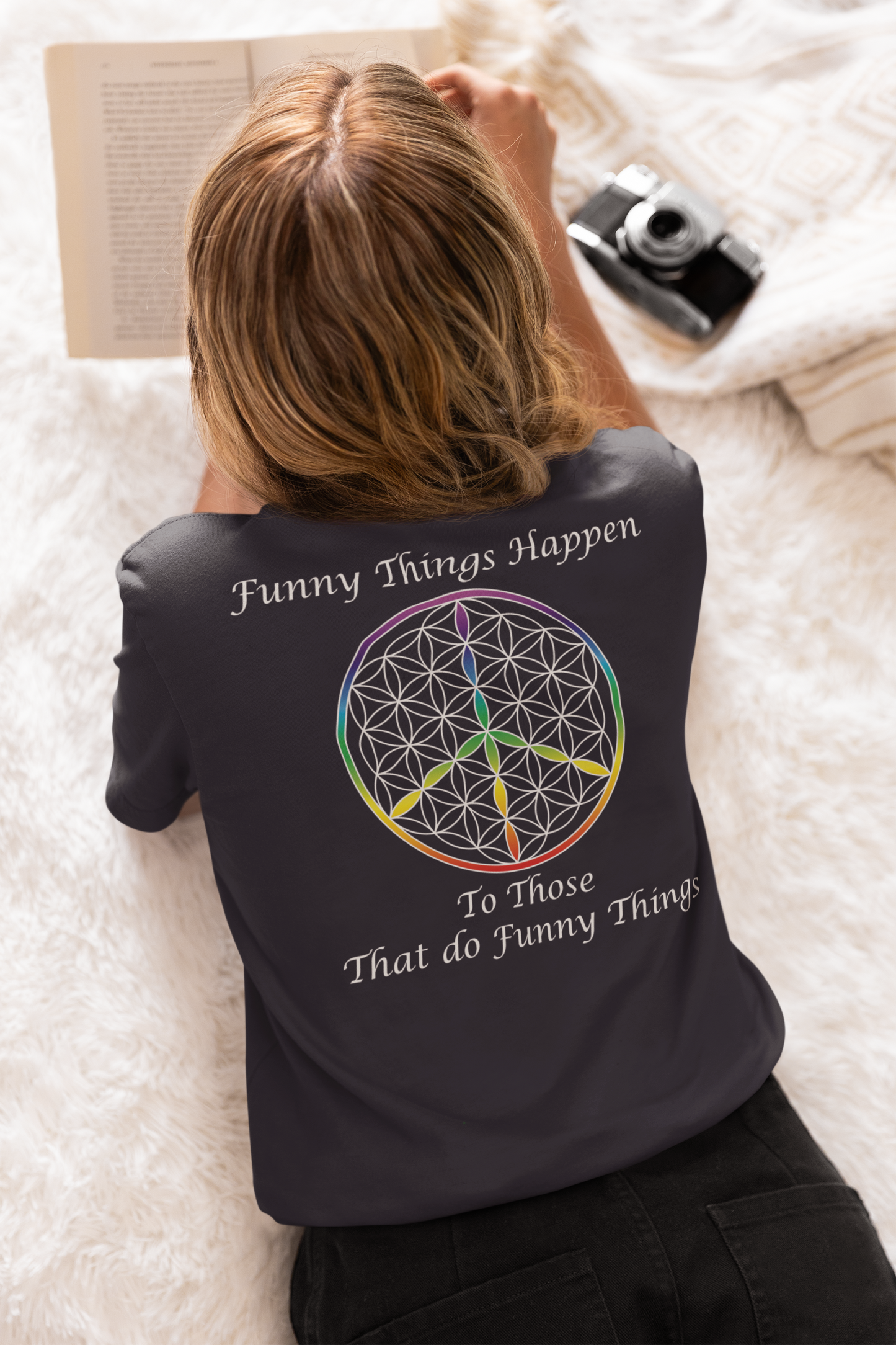 Funny Things Happen Tee (back, white text)