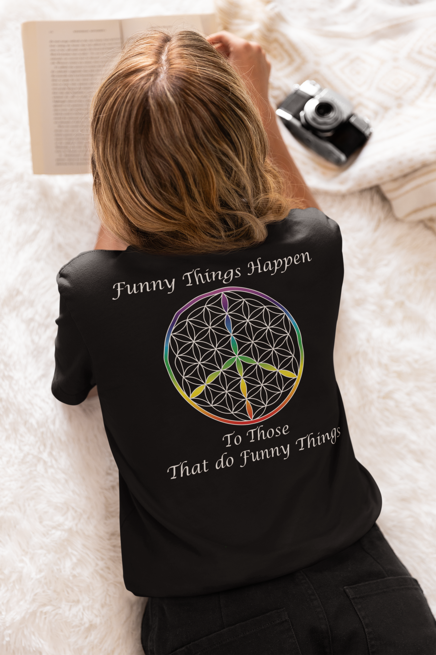 Funny Things Happen Tee (back, white text)