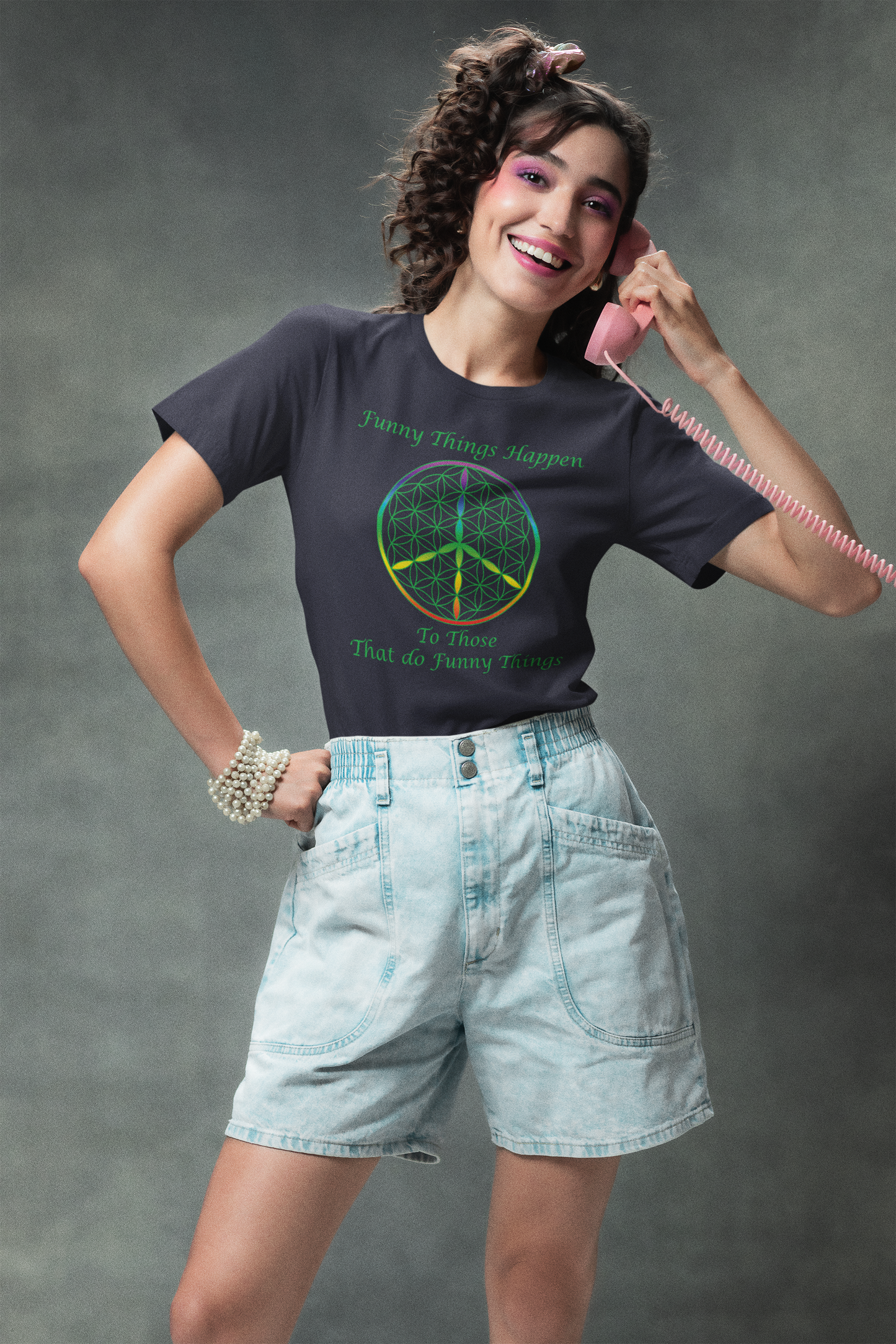 Funny Things Happen Tee (front, green text)