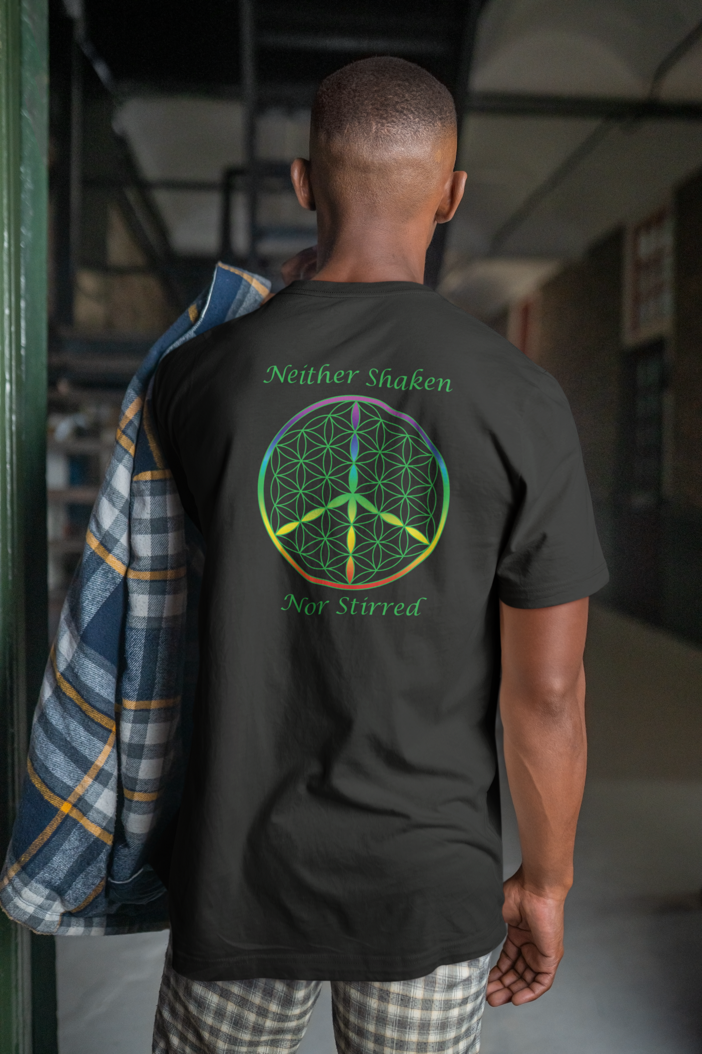 Neither Shaken Nor Stirred Tee (back, green text)