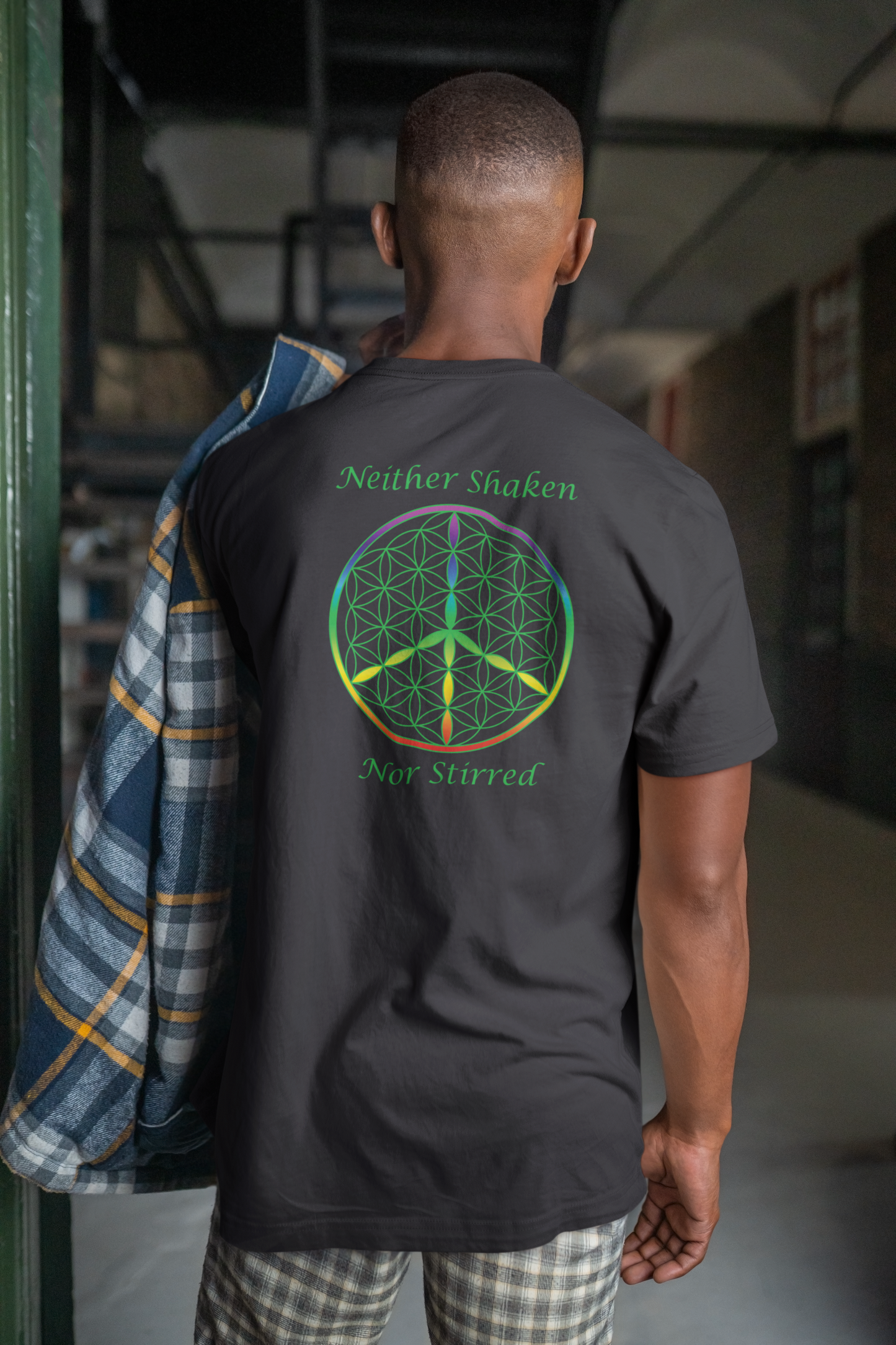 Neither Shaken Nor Stirred Tee (back, green text)