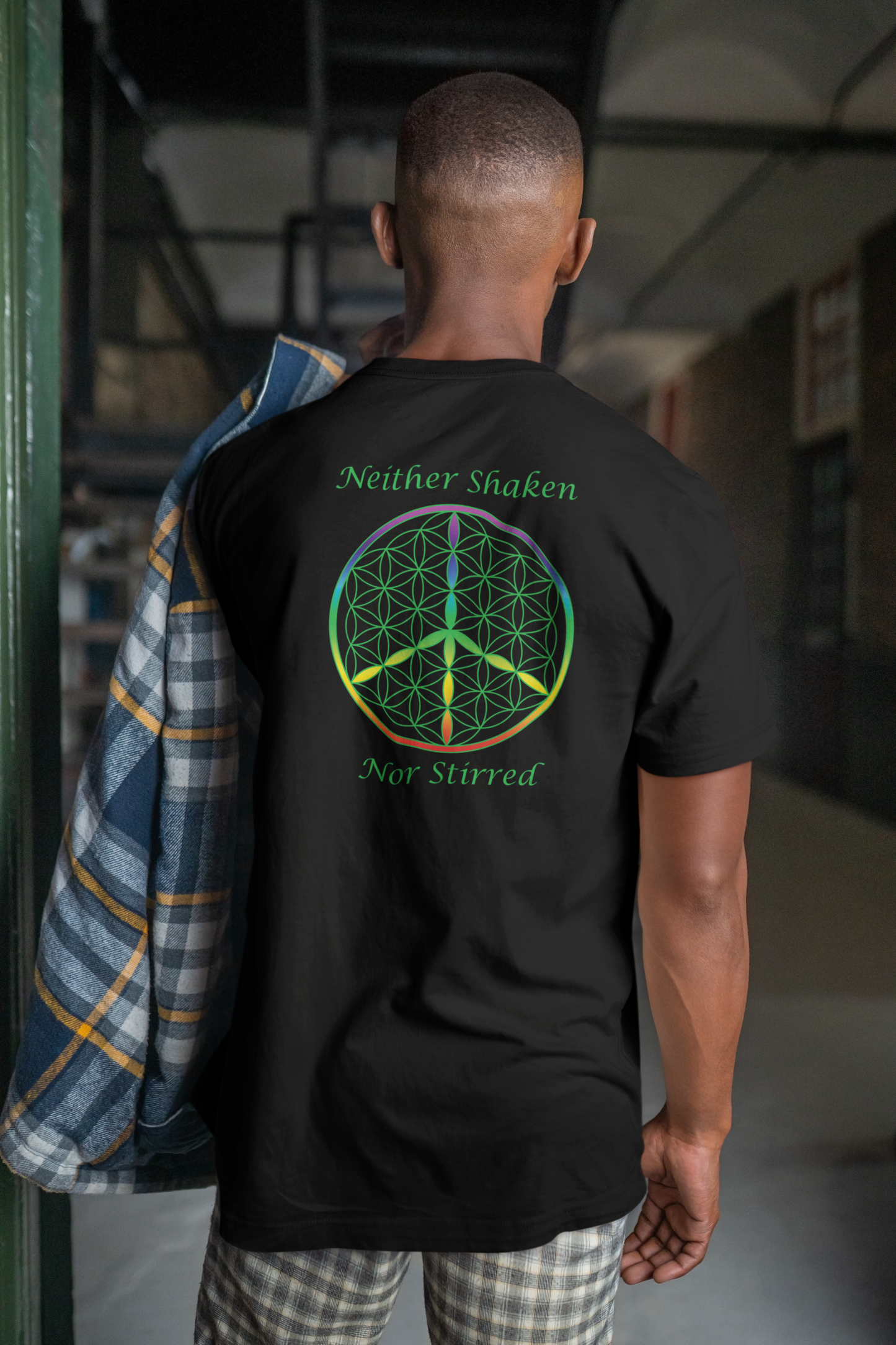 Neither Shaken Nor Stirred Tee (back, green text)