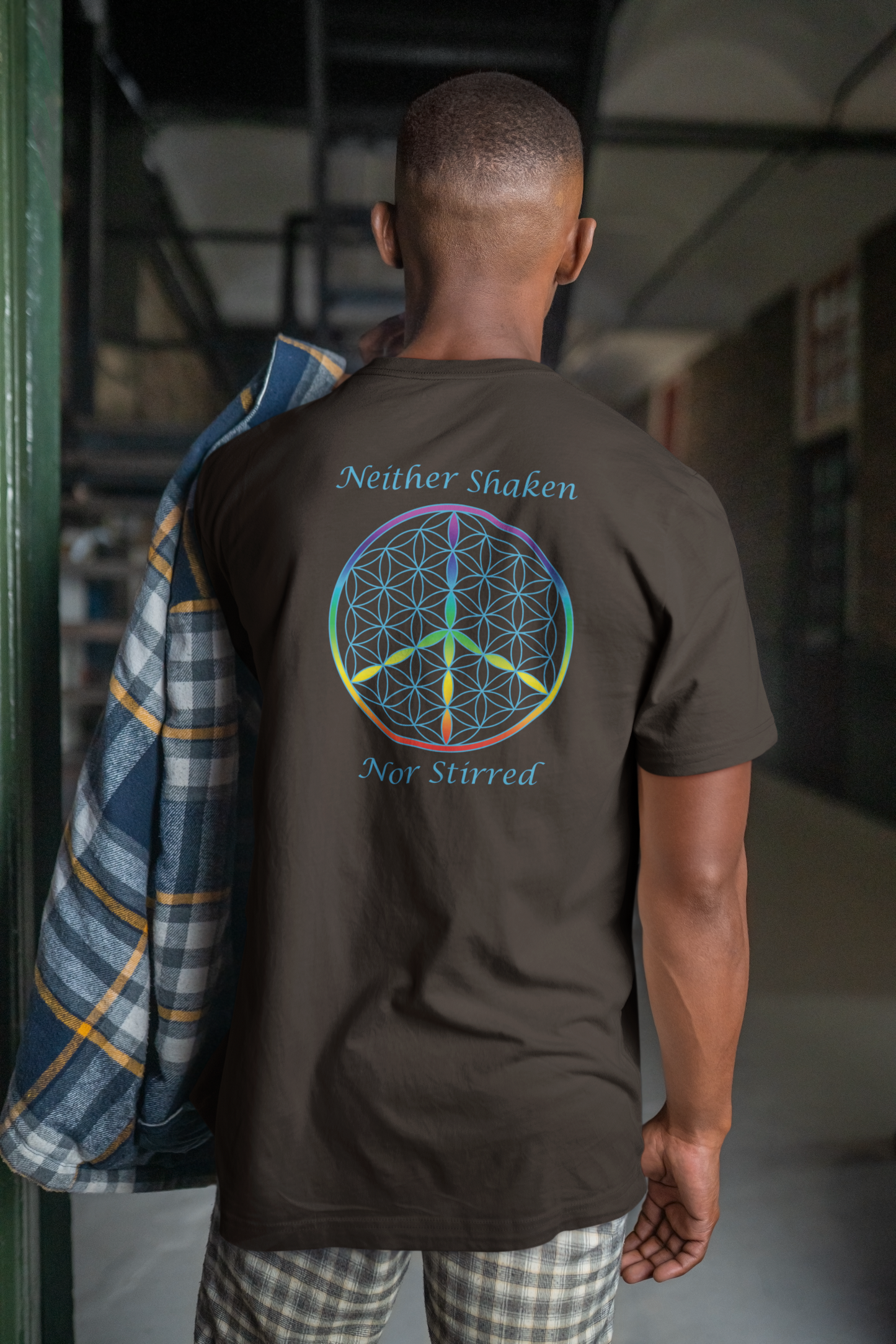 Neither Shaken Nor Stirred Tee (back, sky blue text)