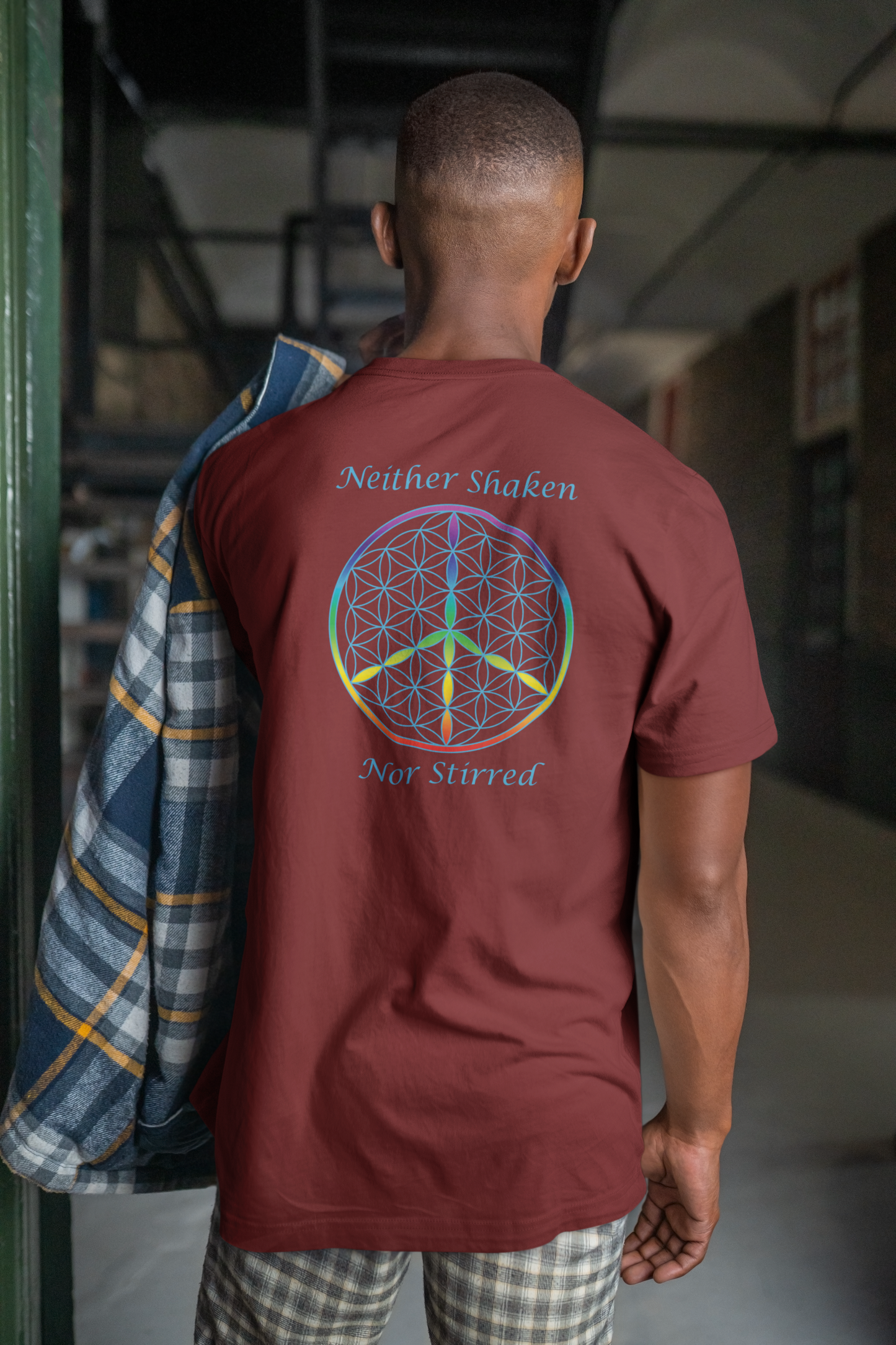 Neither Shaken Nor Stirred Tee (back, sky blue text)