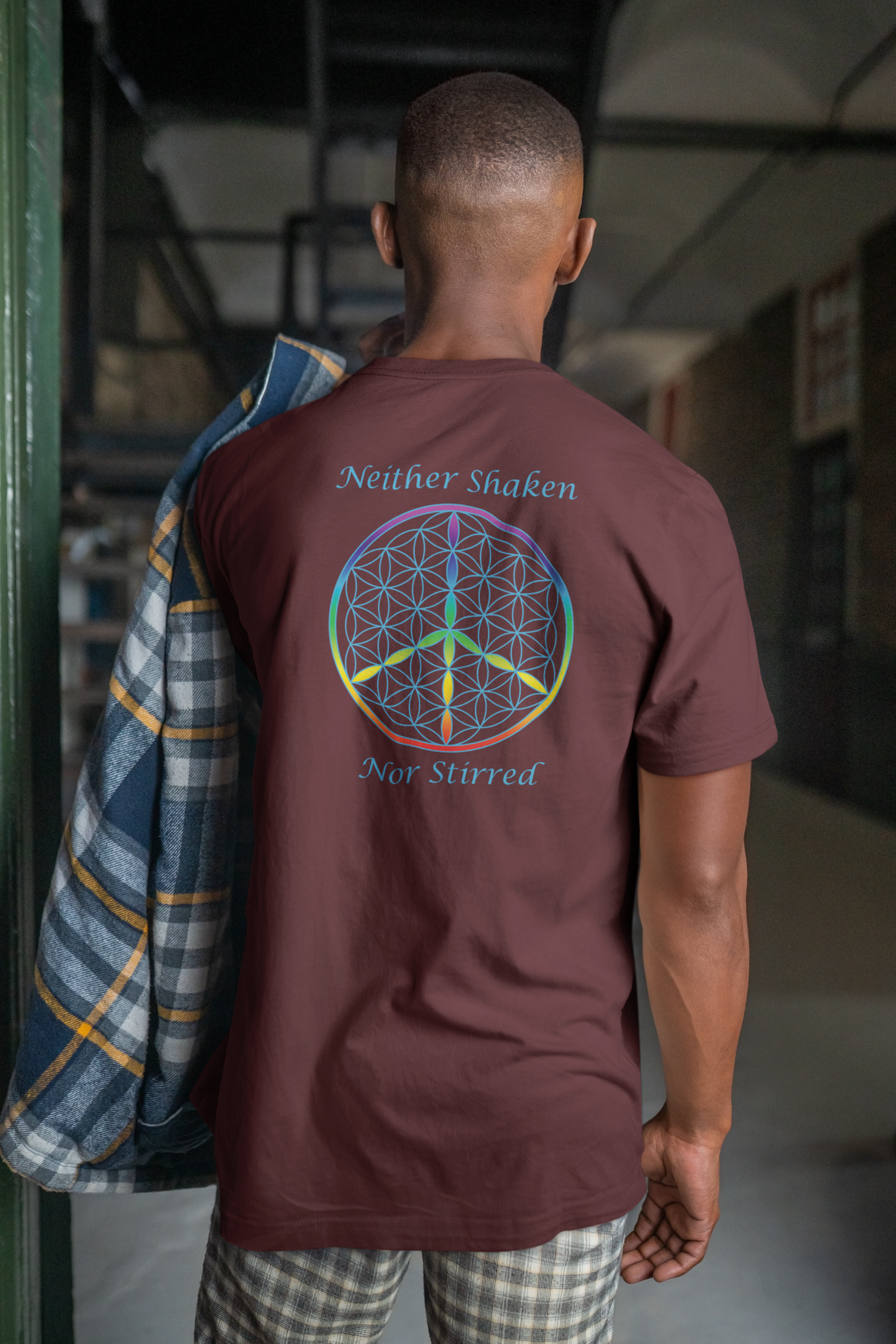 Neither Shaken Nor Stirred Tee (back, sky blue text)