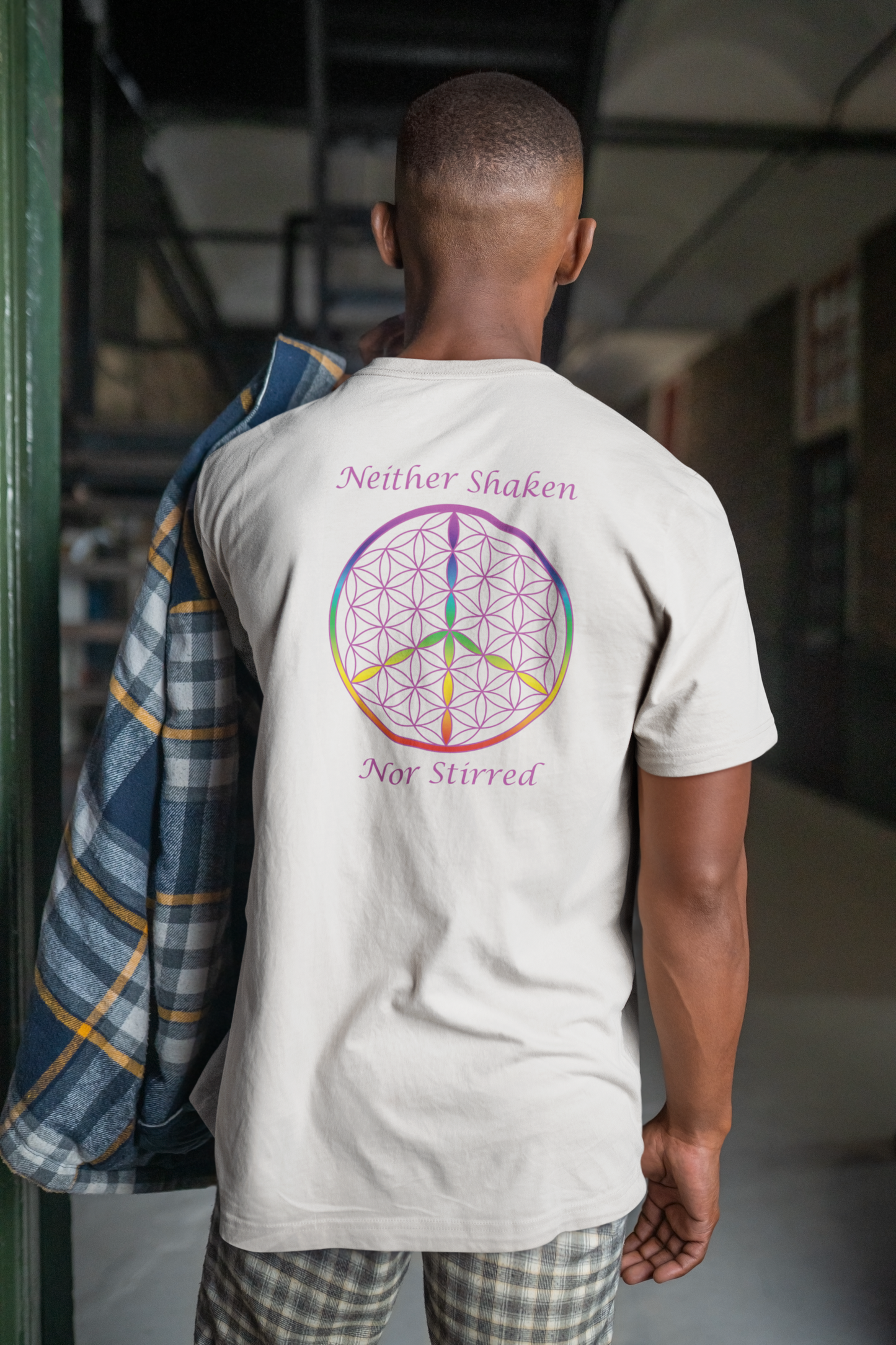 Neither Shaken Nor Stirred Tee (back, violet text)