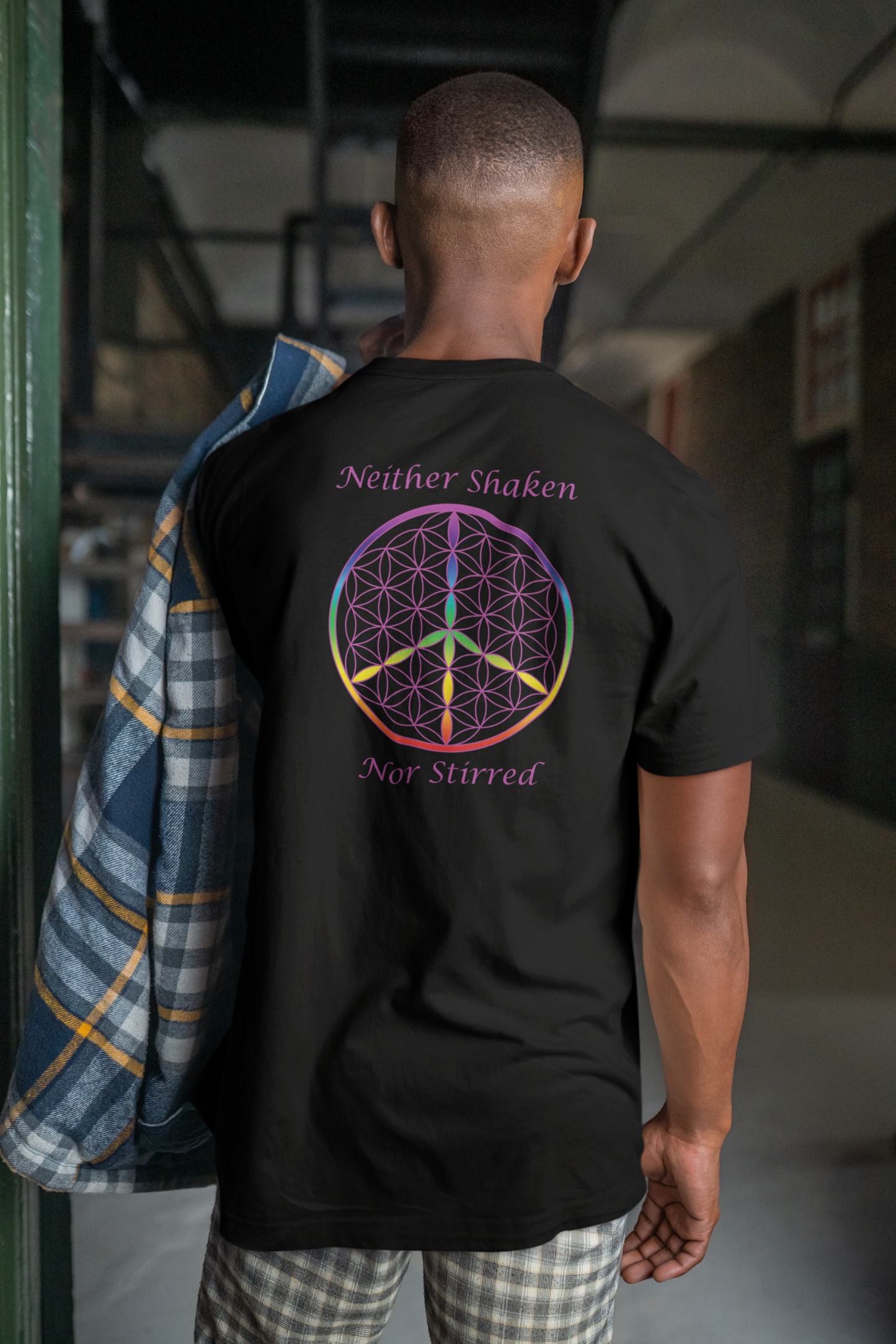 Neither Shaken Nor Stirred Tee (back, violet text)