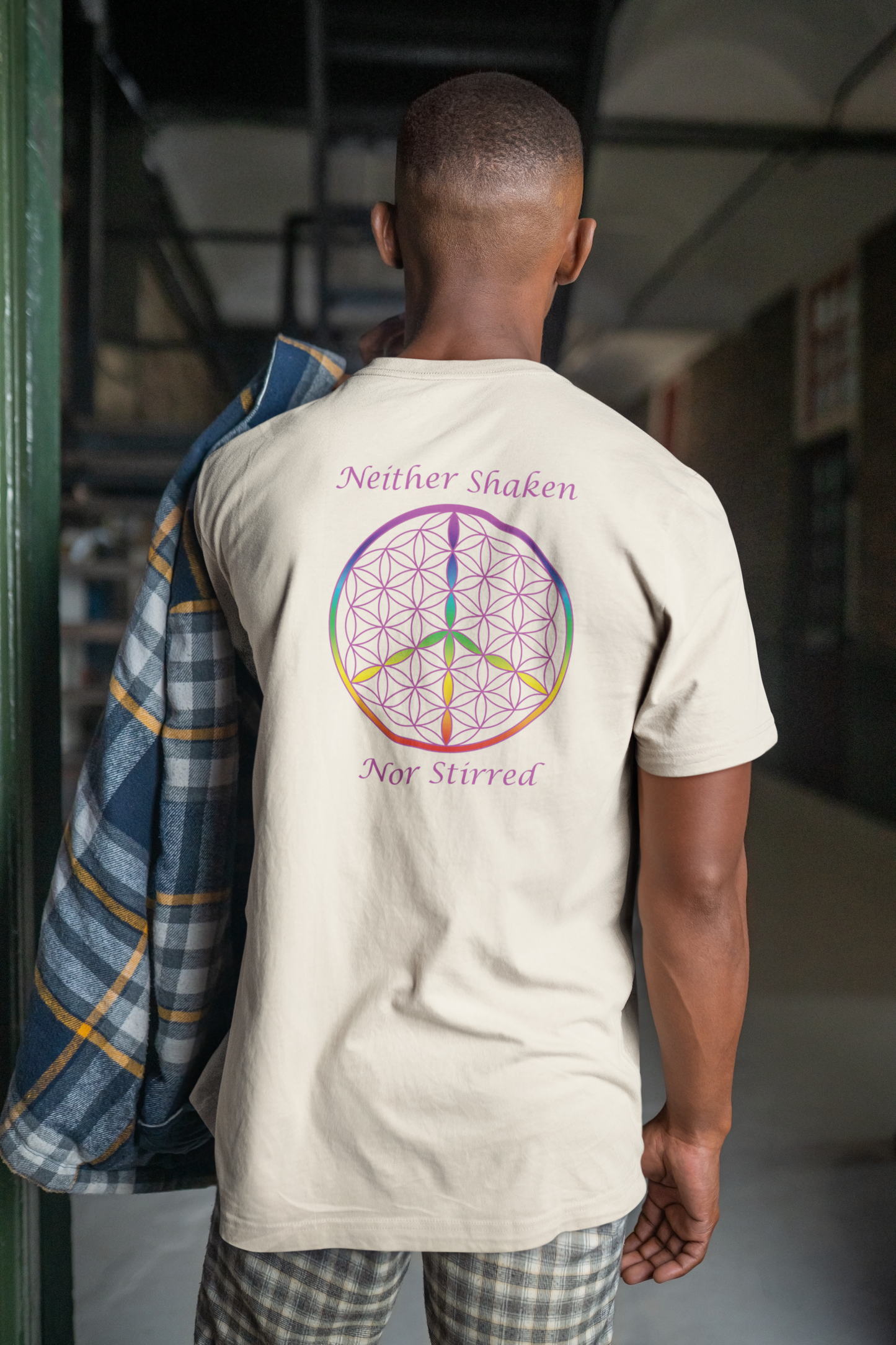 Neither Shaken Nor Stirred Tee (back, violet text)