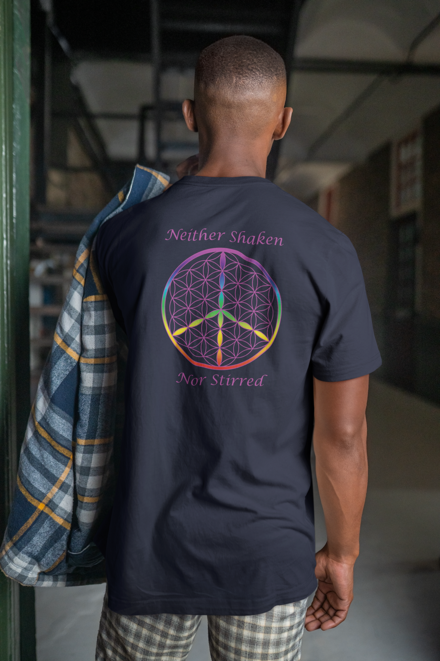 Neither Shaken Nor Stirred Tee (back, violet text)