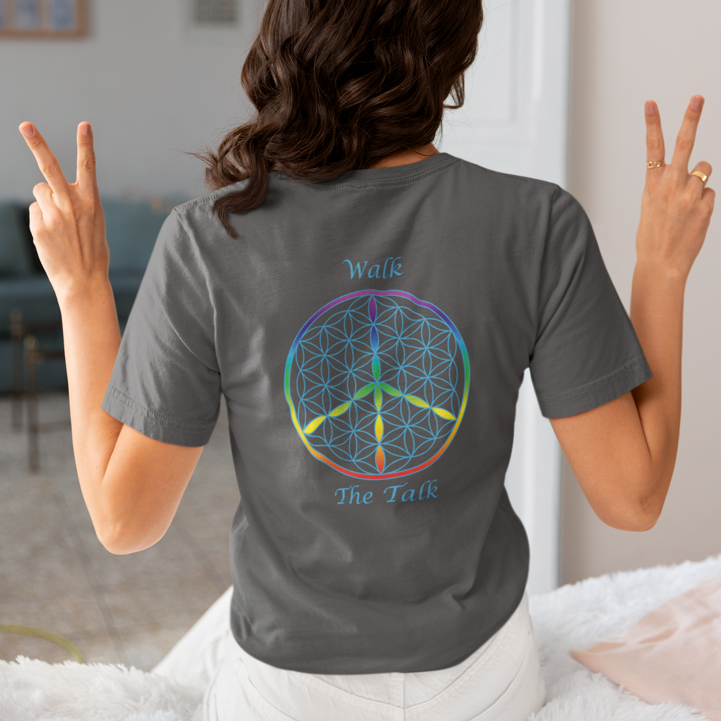 Walk The Talk Tee (back, sky blue text)