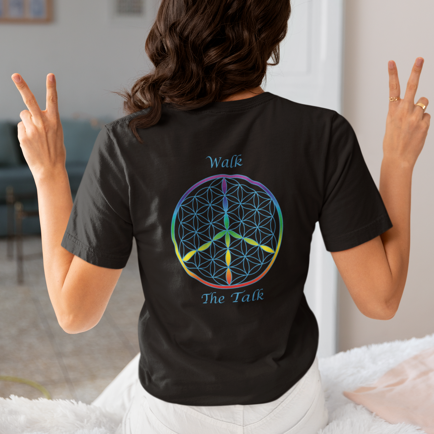 Walk The Talk Tee (back, sky blue text)