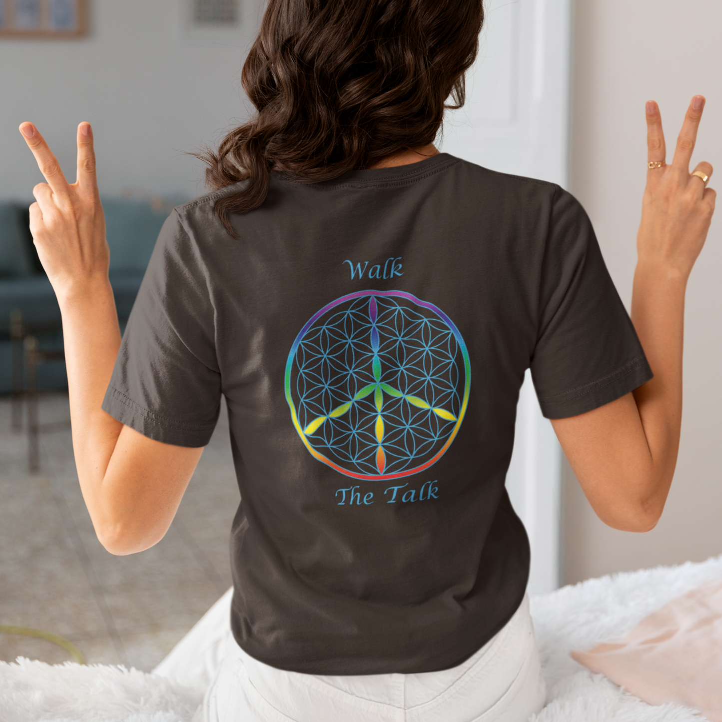 Walk The Talk Tee (back, sky blue text)