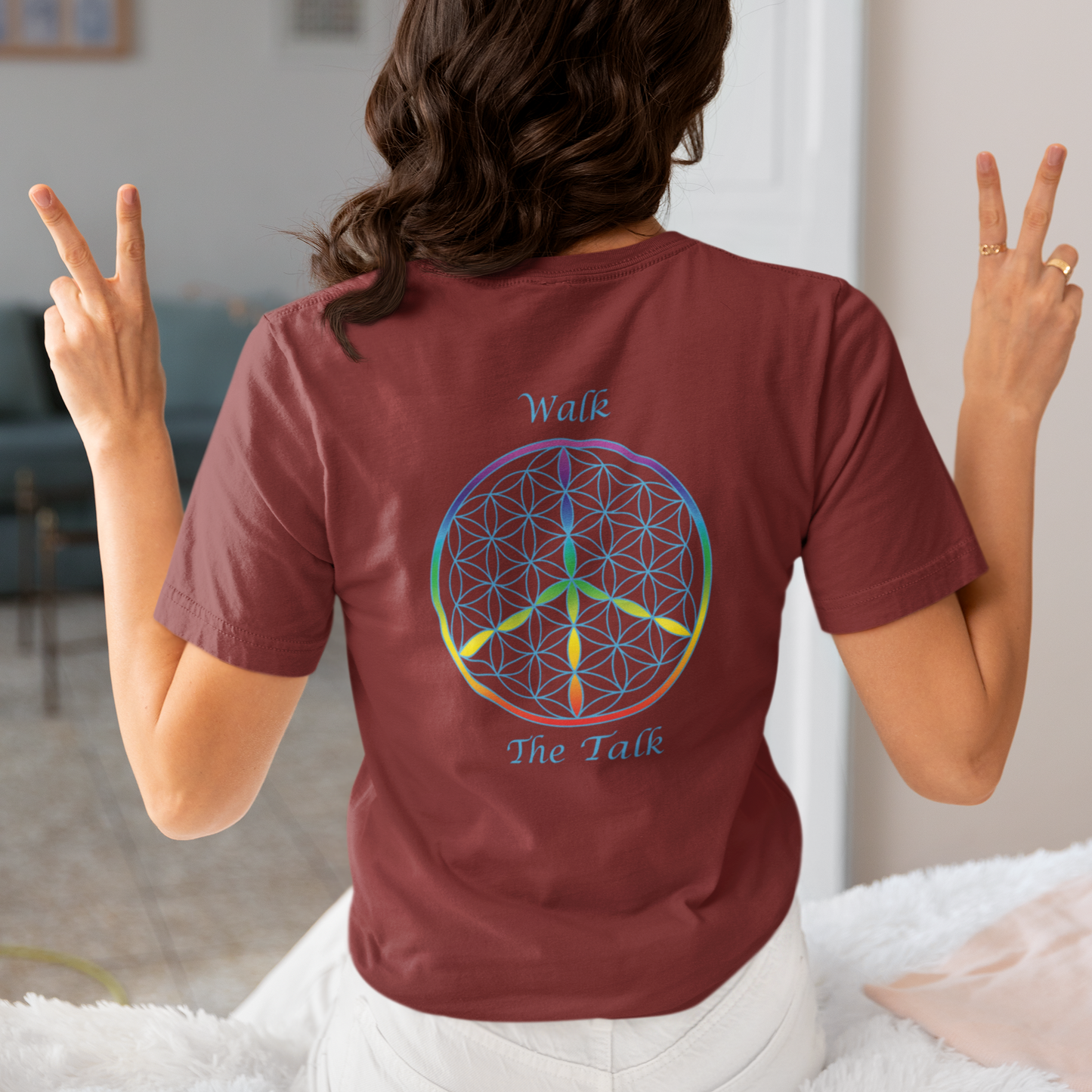 Walk The Talk Tee (back, sky blue text)