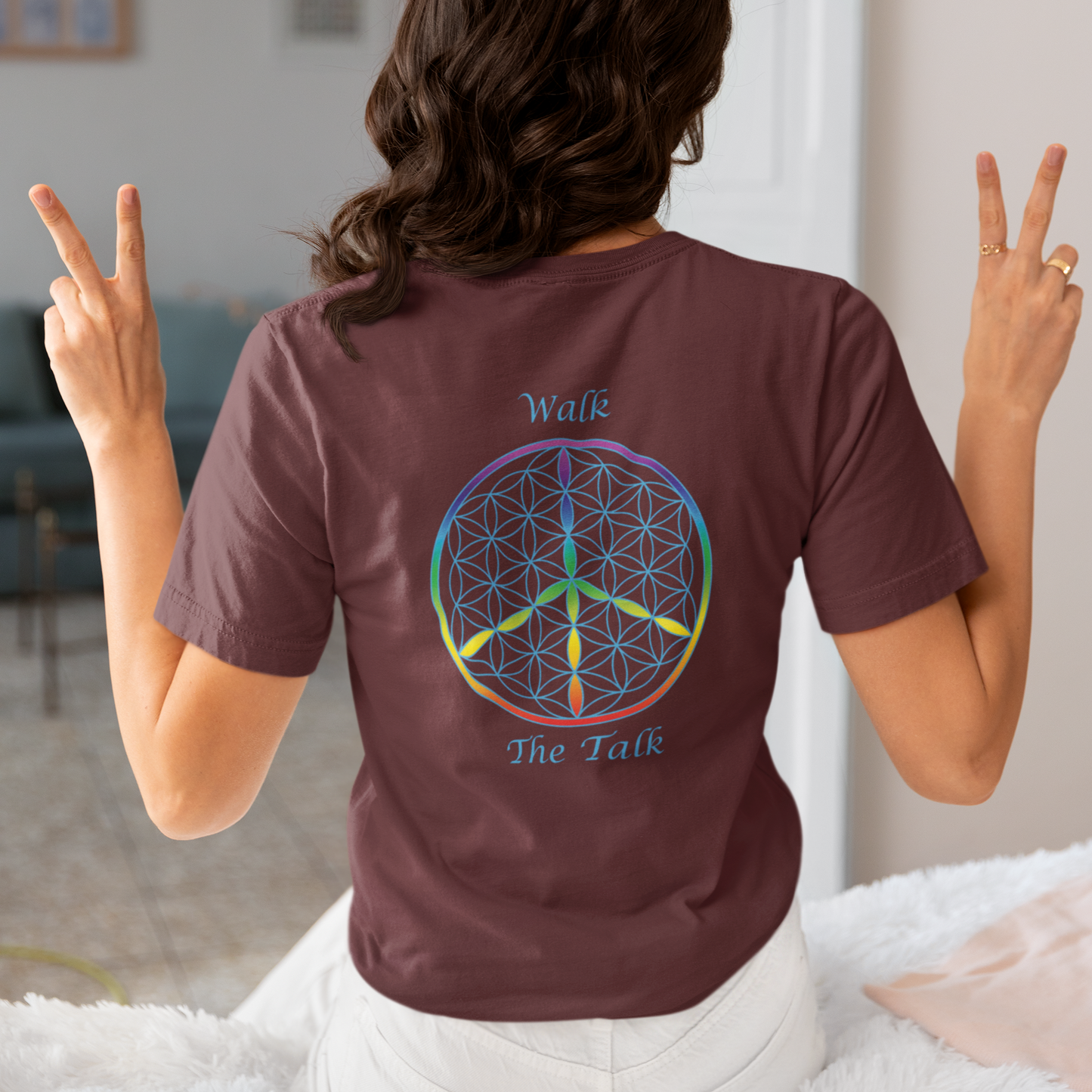 Walk The Talk Tee (back, sky blue text)