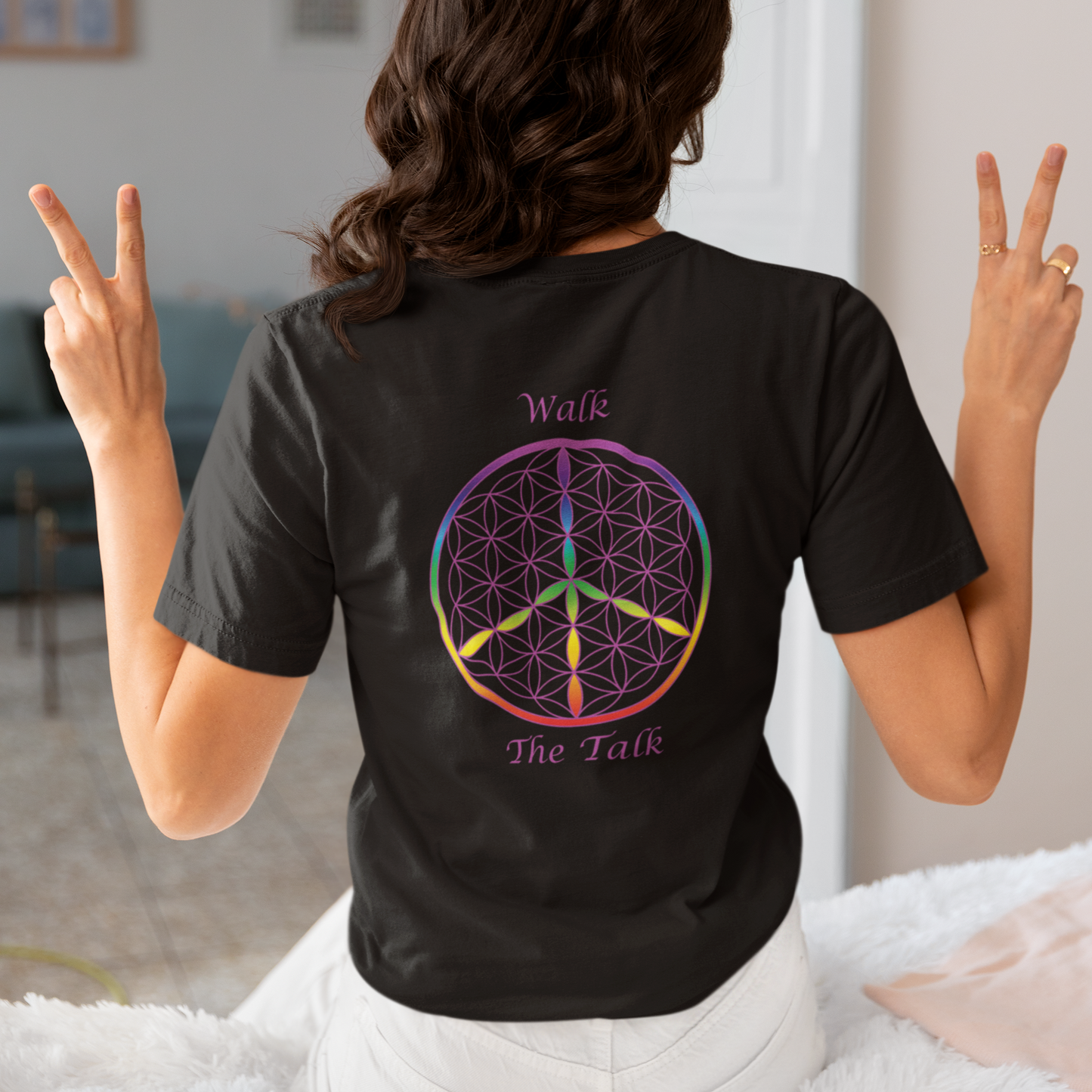 Walk The Talk Tee (back, violet text)