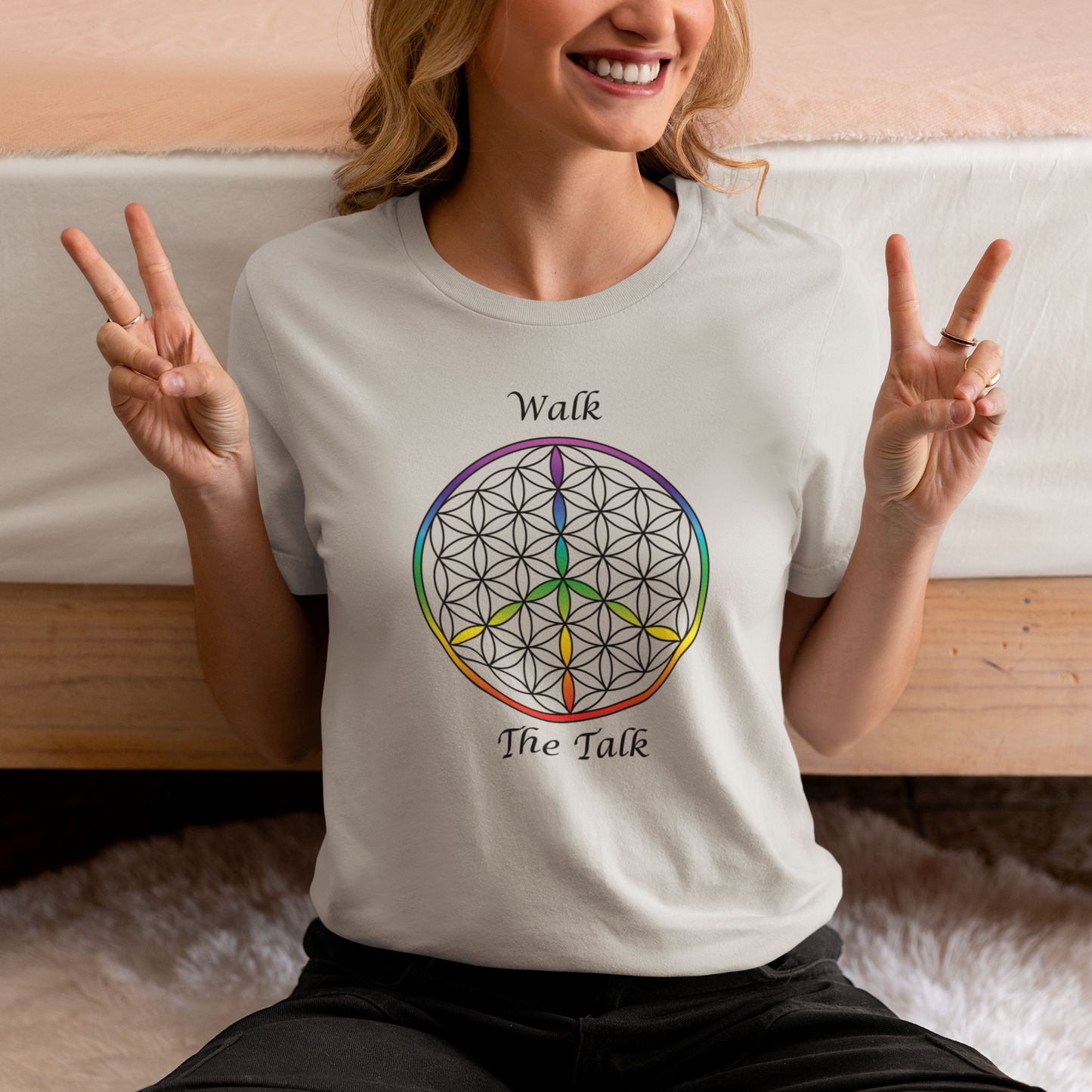 Walk The Talk Tee (front, black text)