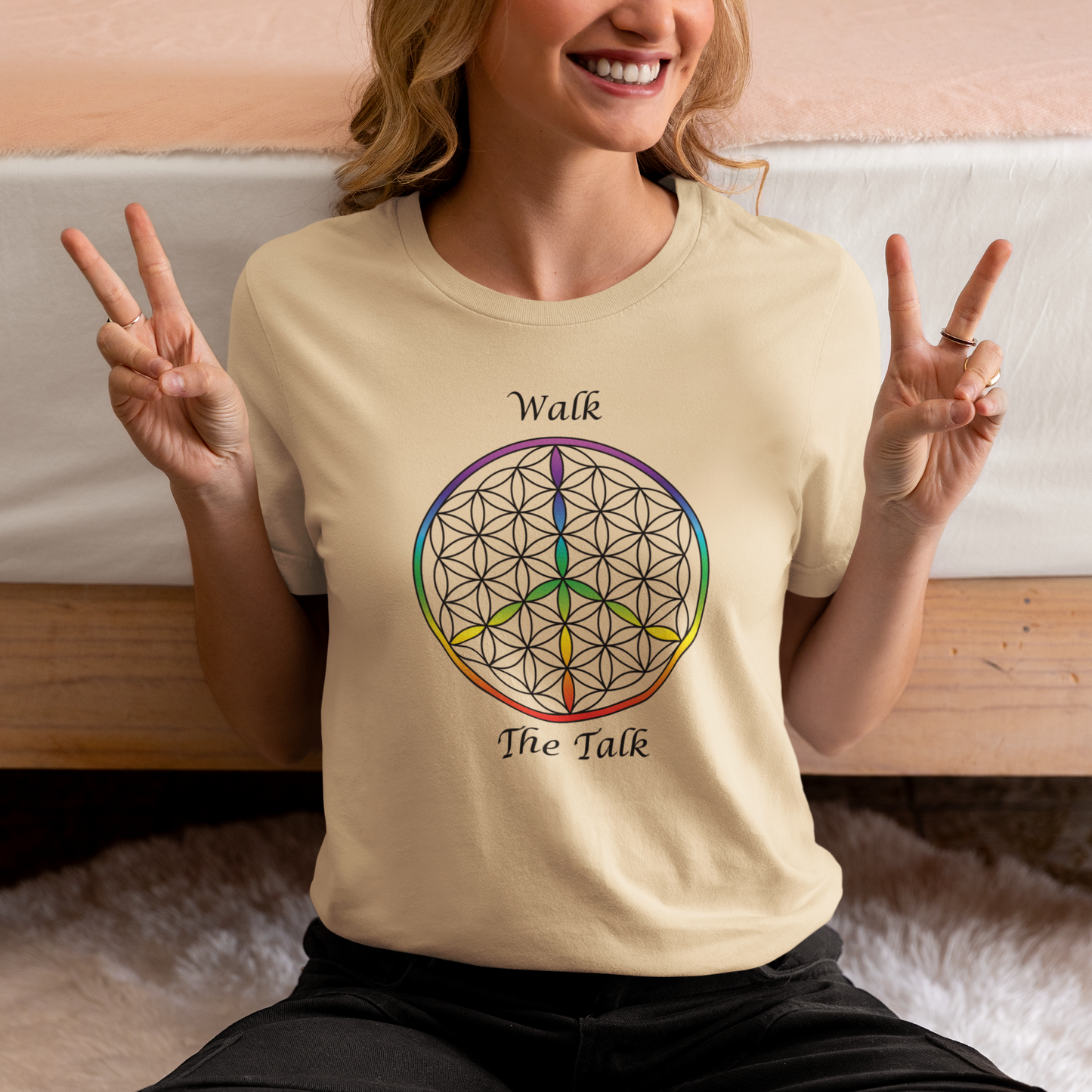 Walk The Talk Tee (front, black text)