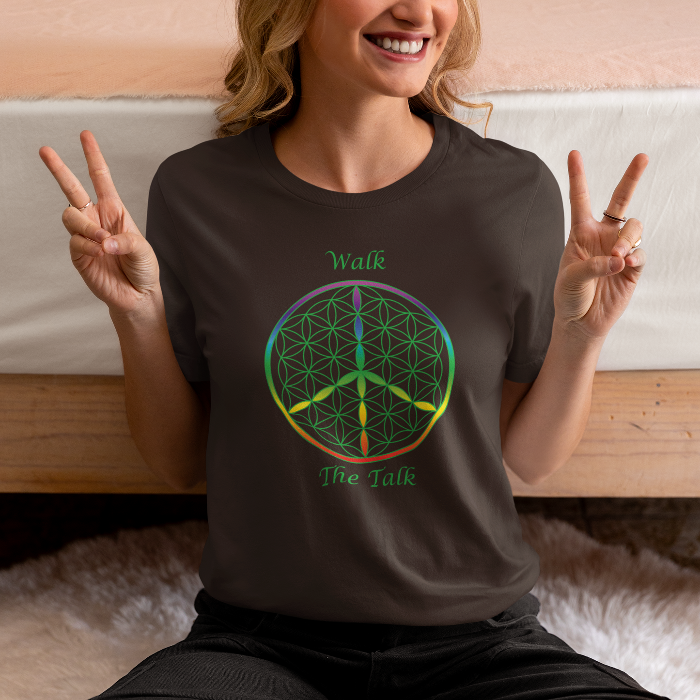 Walk The Talk Tee (front, green text)