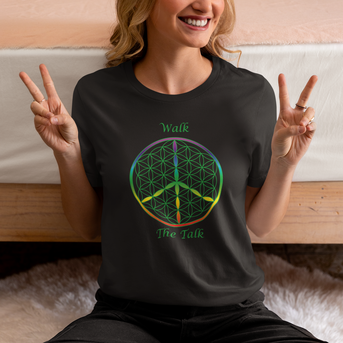 Walk The Talk Tee (front, green text)