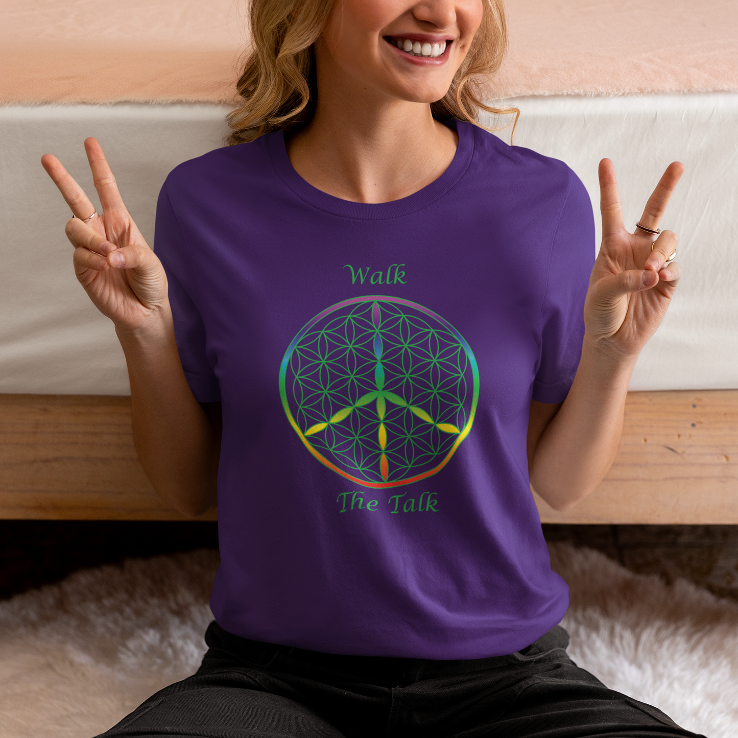 Walk The Talk Tee (front, green text)