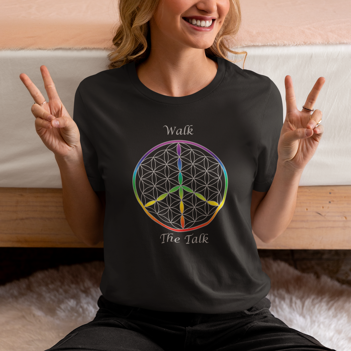 Walk The Talk Tee (front, silver text)