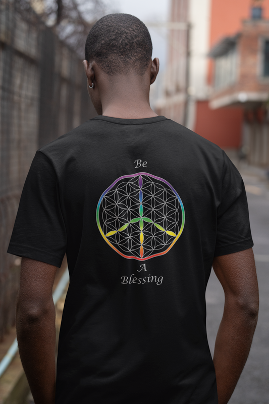 Be A Blessing Tee (back, silver text)