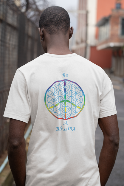 Be A Blessing Tee (back, sky blue text)
