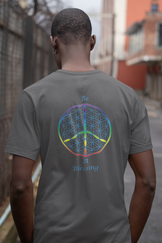 Be A Blessing Tee (back, sky blue text)