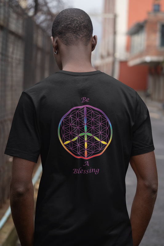 Be A Blessing Tee (back, violet text)