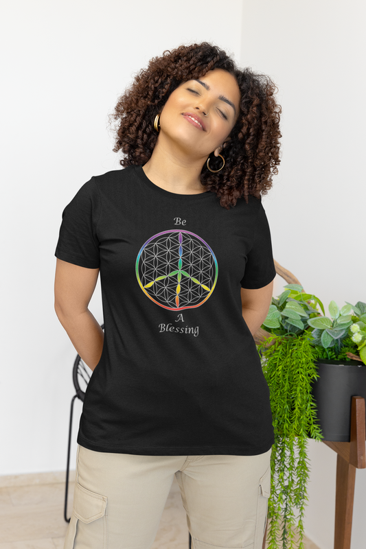 Be A Blessing Tee (front, silver text)