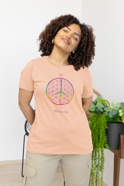 Be A Blessing Tee (front, violet text)